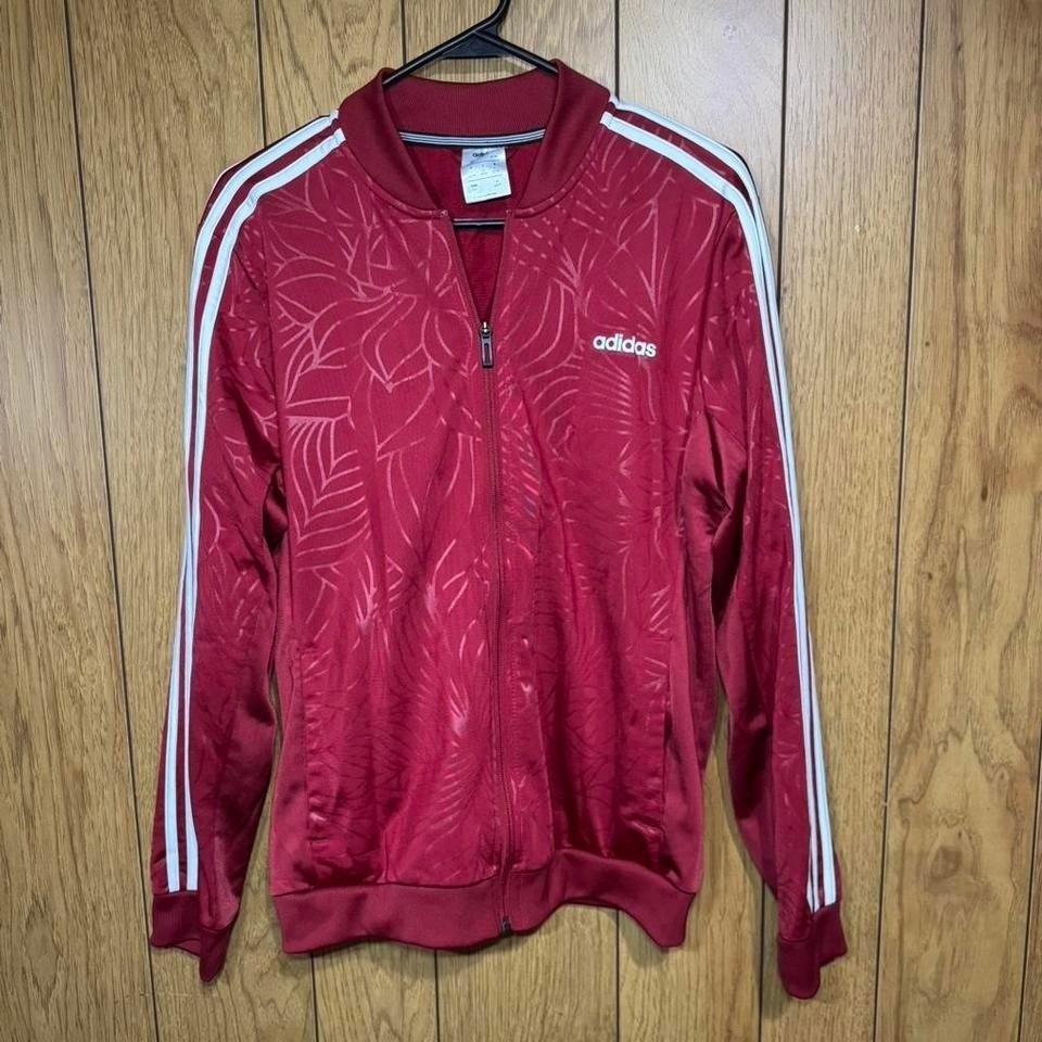Red Adidas Zip-Up Track Jacket Size Large
